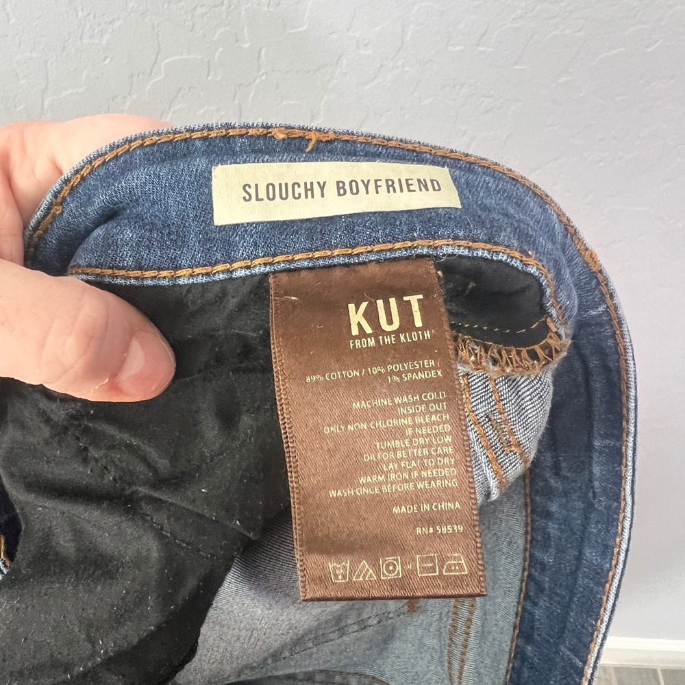 Kut from the Kloth Size 12 Jeans Medium Wash Whiskered Slim Straight Denim - Picture 10 of 11